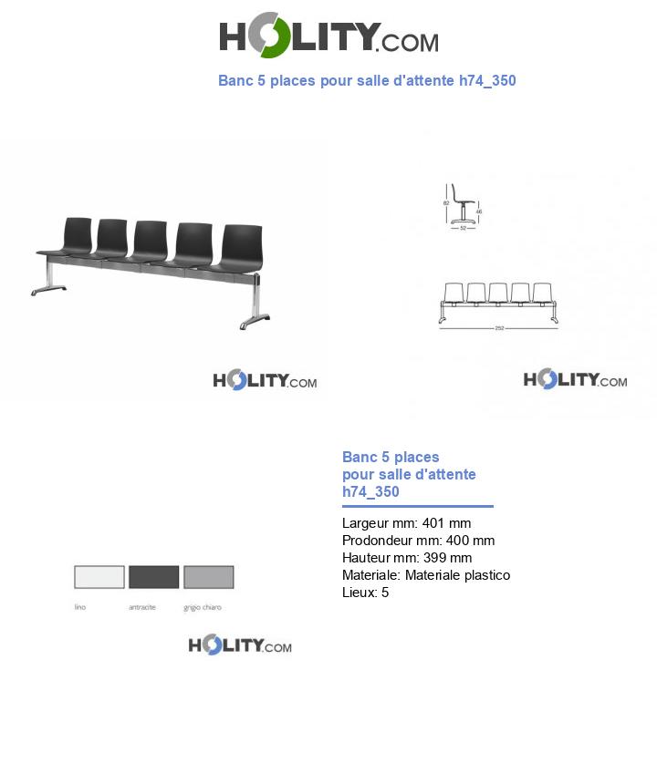 Banc 5 places pour salle d'attente h74_350