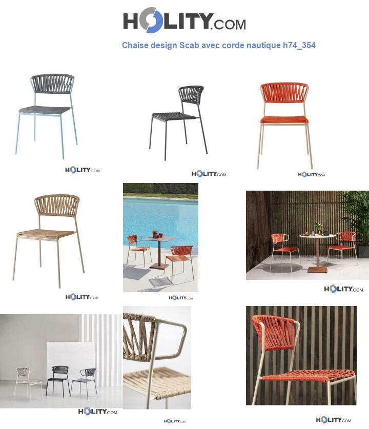 Chaise design Scab avec corde nautique h74_354