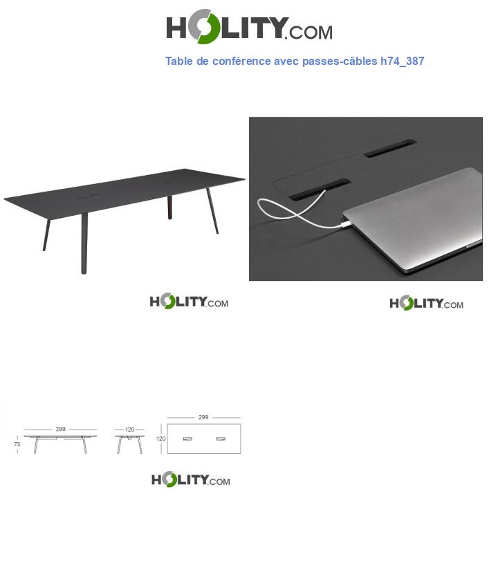 Table de conférence avec passes-câbles h74_387