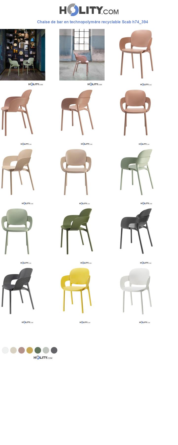 Chaise de bar en technopolymère recyclable Scab h74_394