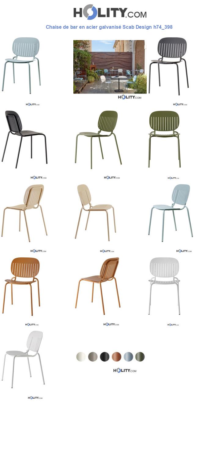 Chaise de bar en acier galvanisé Scab Design h74_398