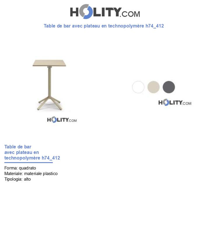 Table de bar avec plateau en technopolymère h74_412