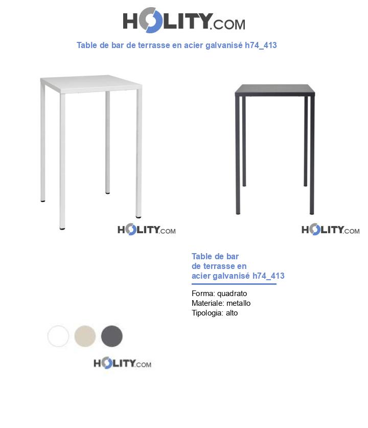 Table de bar de terrasse en acier galvanisé h74_413