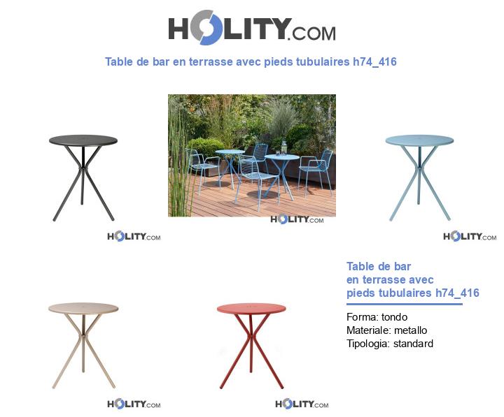 Table de bar en terrasse avec pieds tubulaires h74_416