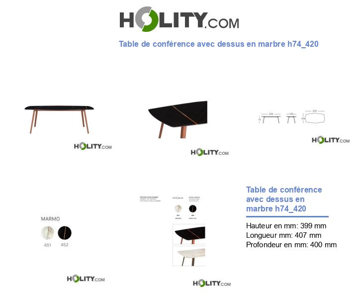 Table de conférence avec dessus en marbre h74_420