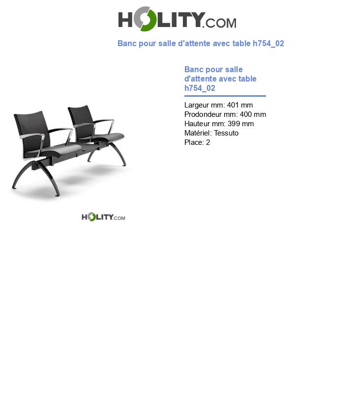 Banc pour salle d'attente avec table h754_02