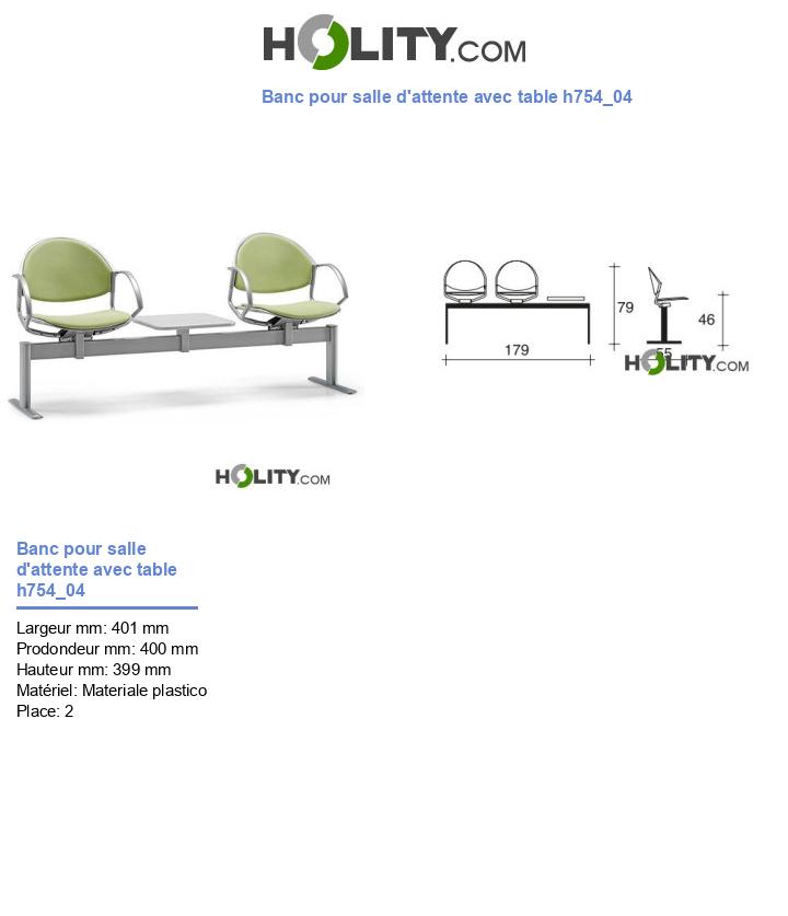 Banc pour salle d'attente avec table h754_04