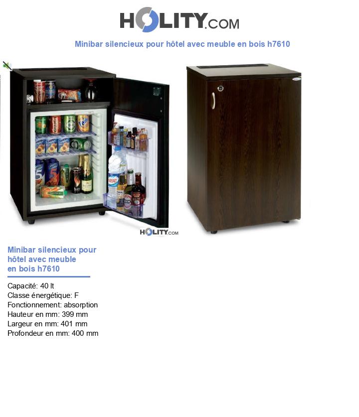 Minibar silencieux pour hôtel avec meuble en bois h7610