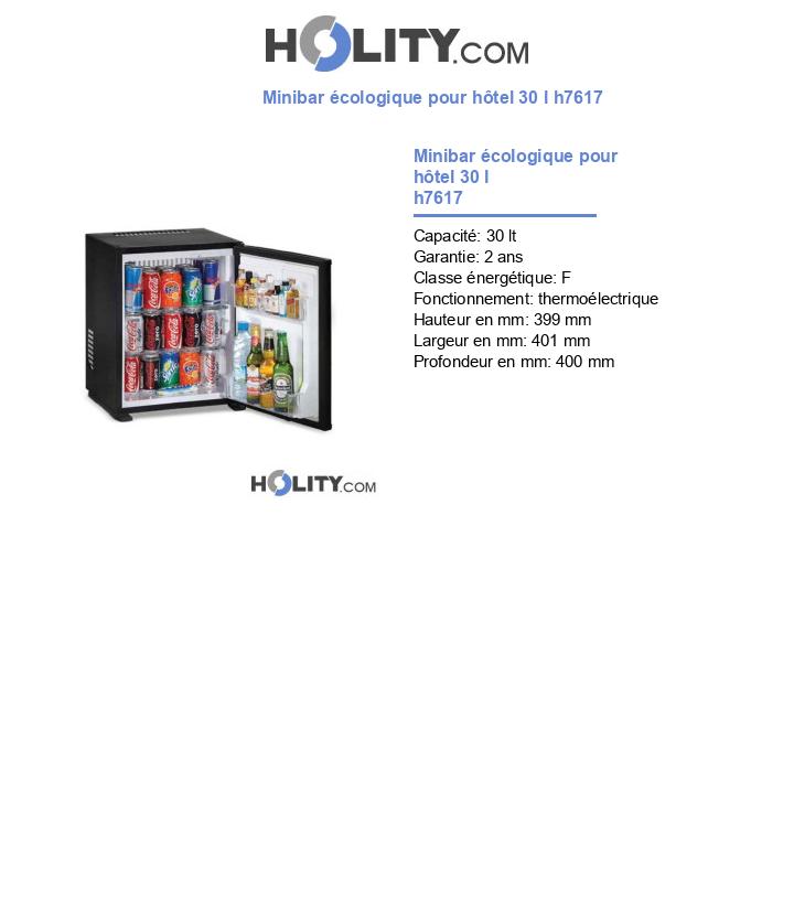 Minibar écologique pour hôtel 30 l h7617