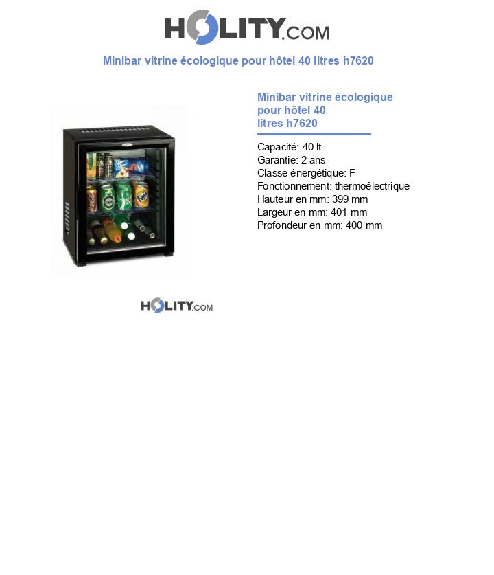 Minibar vitrine écologique pour hôtel 40 litres h7620