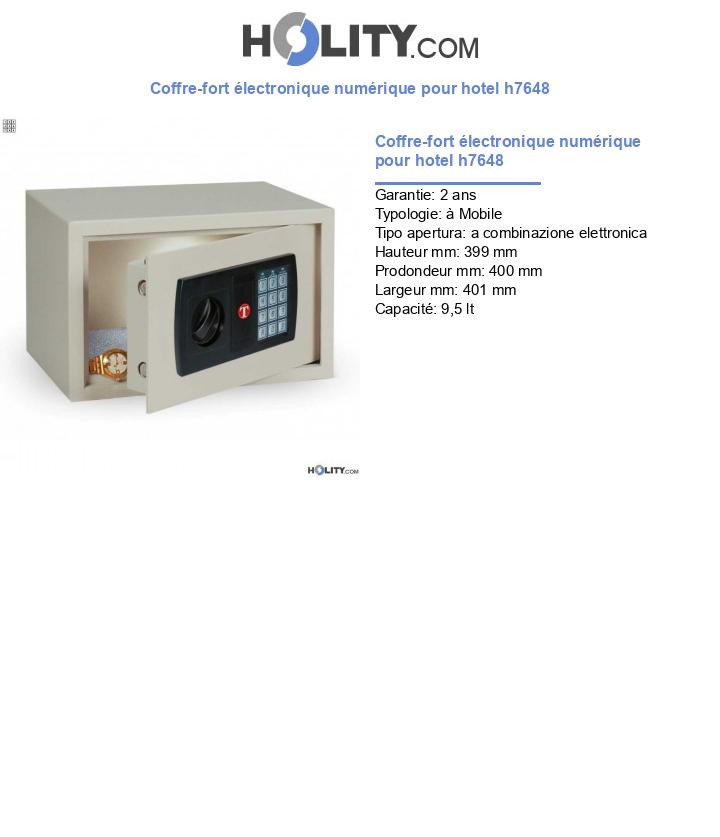 Coffre-fort électronique numérique pour hotel h7648
