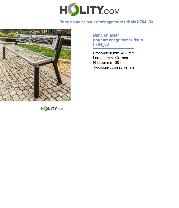 Banc en acier pour aménagement urbain h764_03