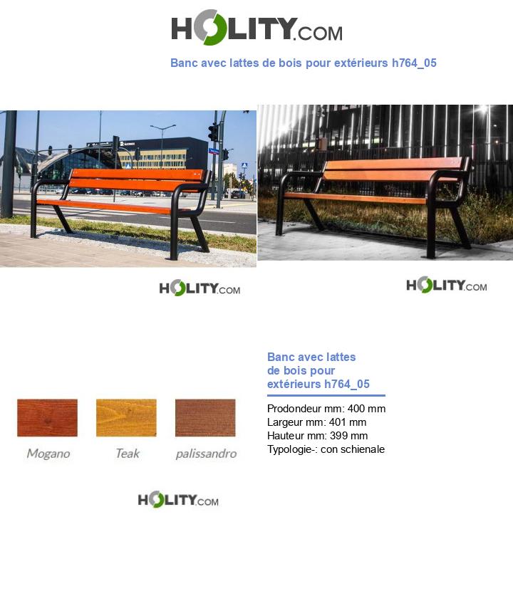 Banc avec lattes de bois pour extérieurs h764_05