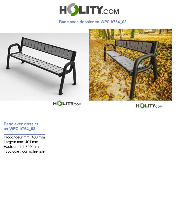 Banc avec dossier en WPC h764_08