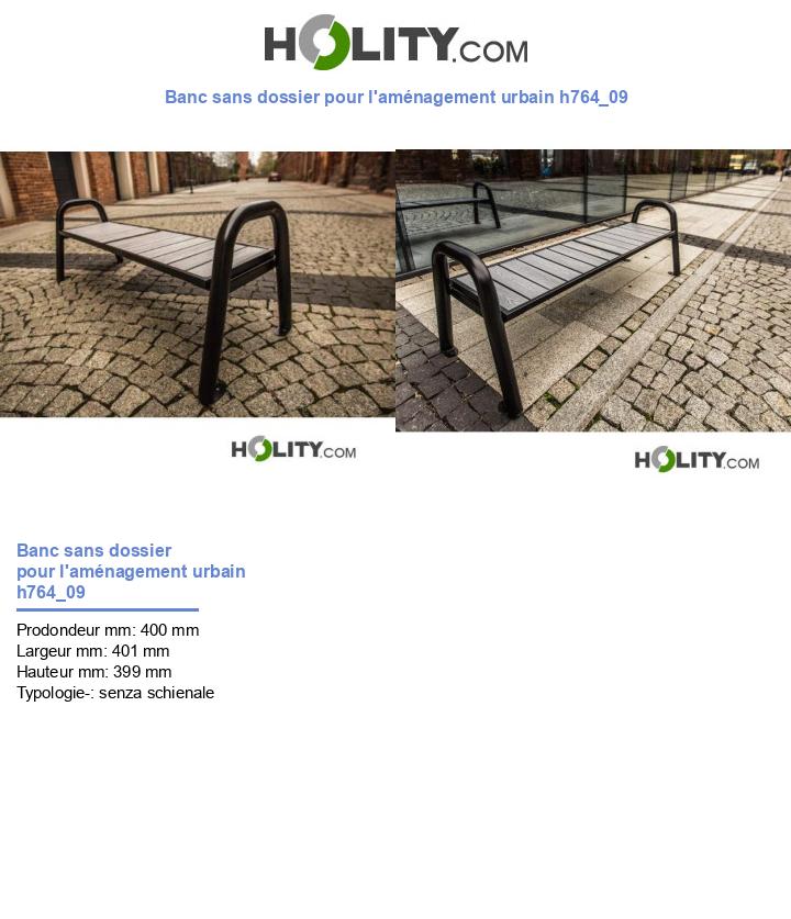 Banc sans dossier pour l'aménagement urbain h764_09