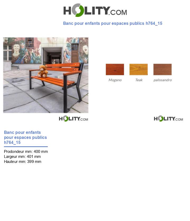 Banc pour enfants pour espaces publics h764_15