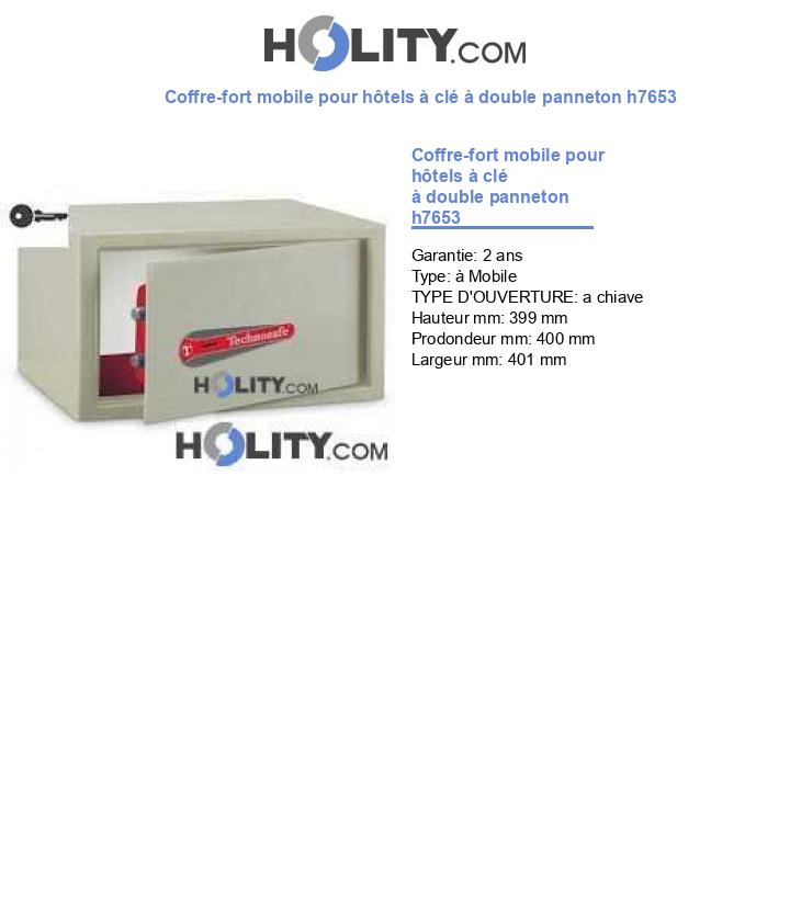 Coffre-fort mobile pour hôtels à clé à double panneton h7653