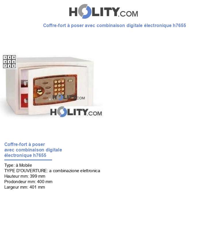Coffre-fort à poser avec combinaison digitale électronique h7655