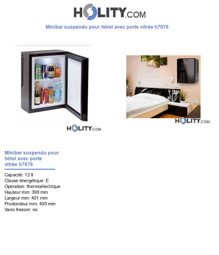 Minibar suspendu pour hôtel avec porte vitrée h7676