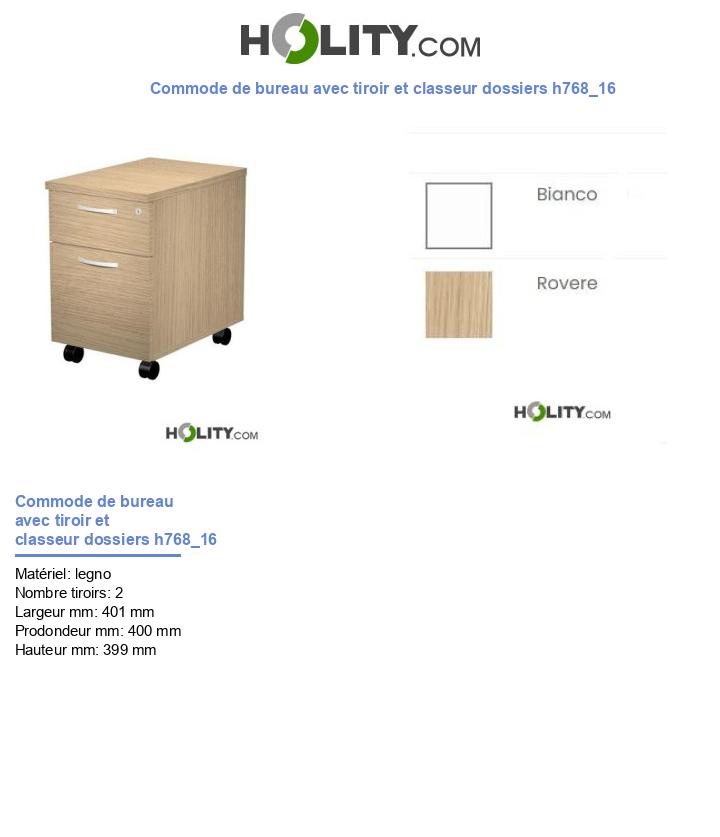 Commode de bureau avec tiroir et classeur dossiers h768_16