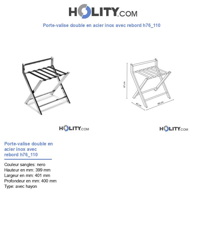 Porte-valise double en acier inox avec rebord h76_110