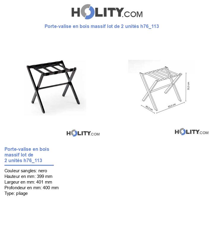 Porte-valise en bois massif lot de 2 unités h76_113