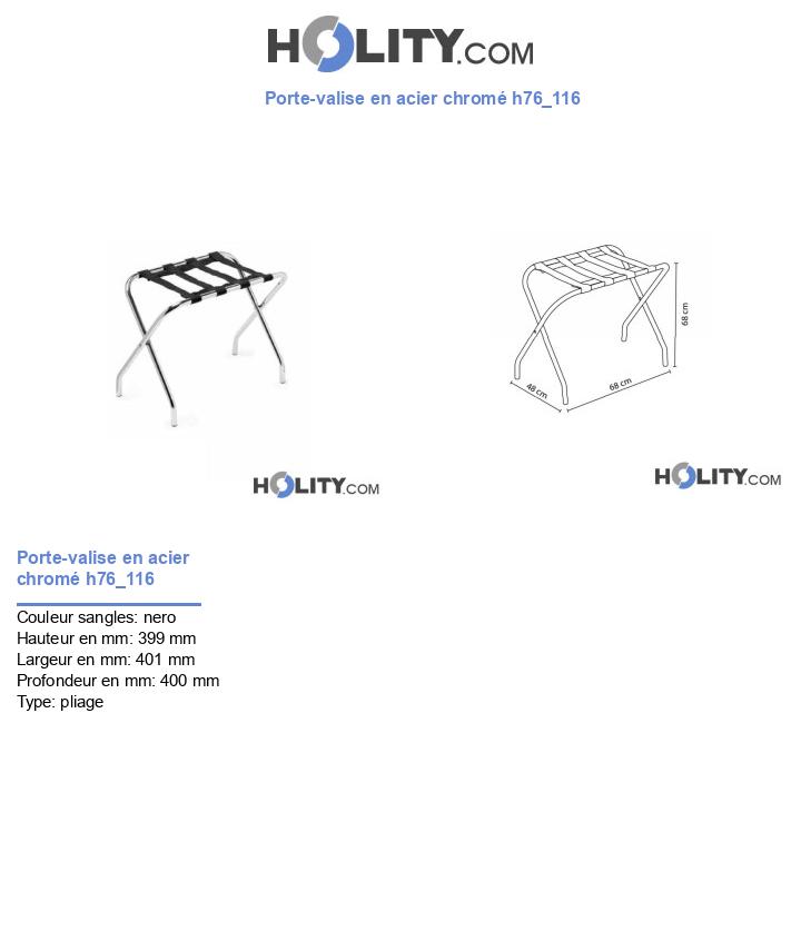 Porte-valise en acier chromé h76_116