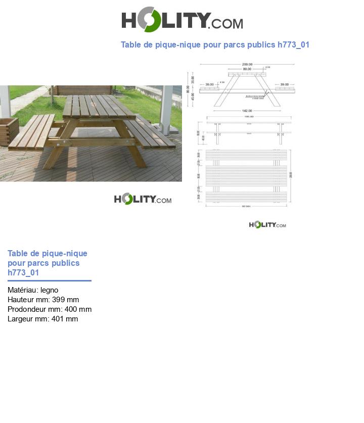 Table de pique-nique pour parcs publics h773_01