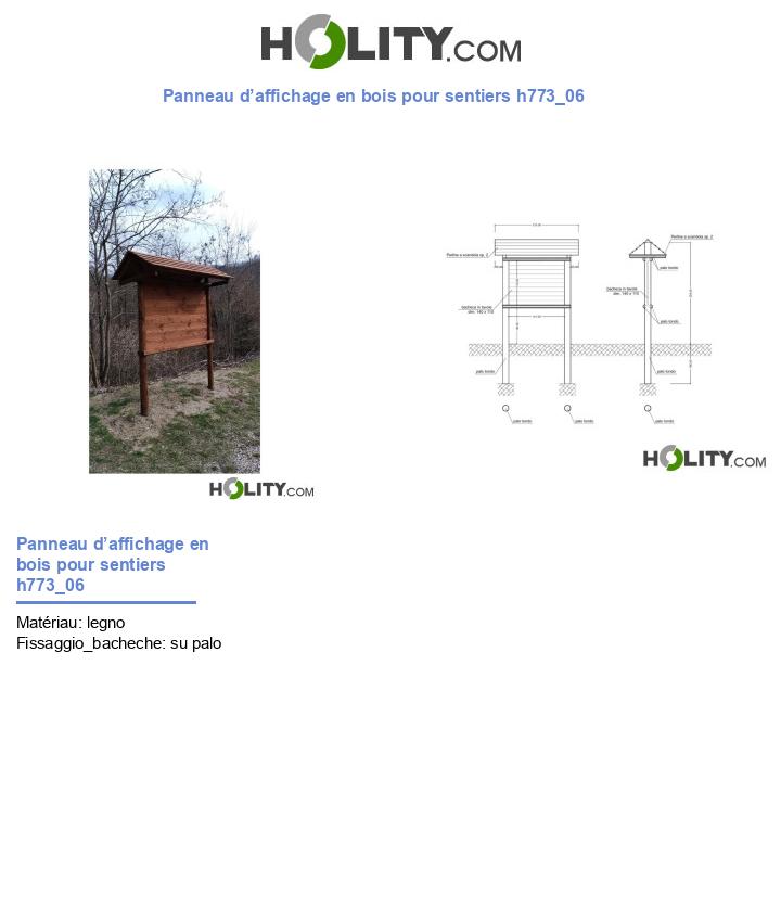 Panneau d’affichage en bois pour sentiers h773_06