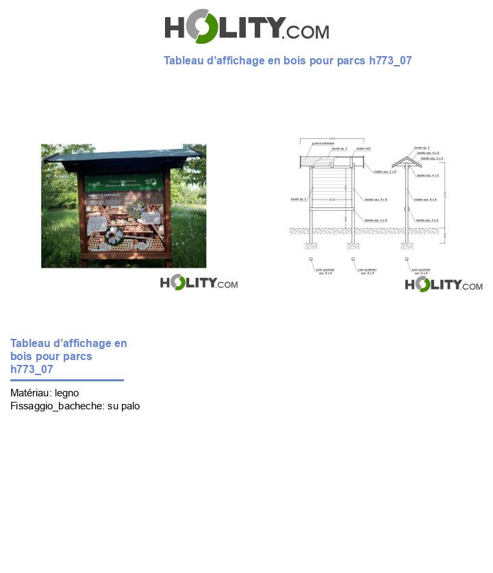 Tableau d’affichage en bois pour parcs h773_07