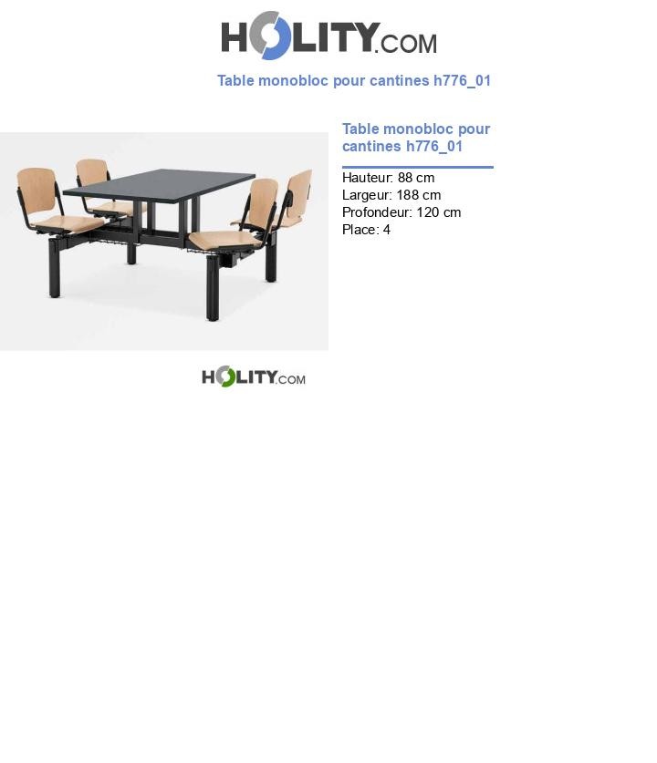 Table monobloc pour cantines h776_01