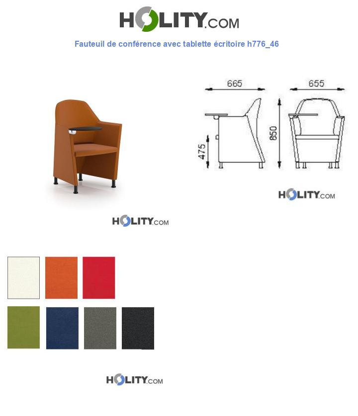 Fauteuil de conférence avec tablette écritoire h776_46