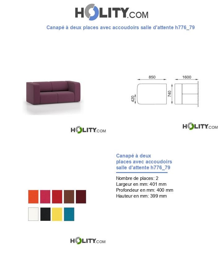 Canapé à deux places avec accoudoirs salle d'attente h776_79