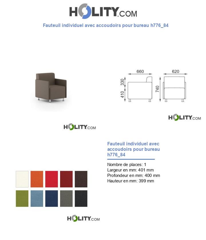 Fauteuil individuel avec accoudoirs pour bureau h776_84