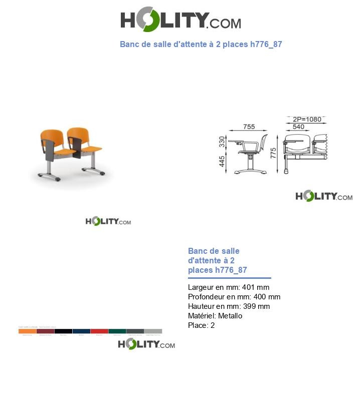 Banc de salle d'attente à 2 places h776_87