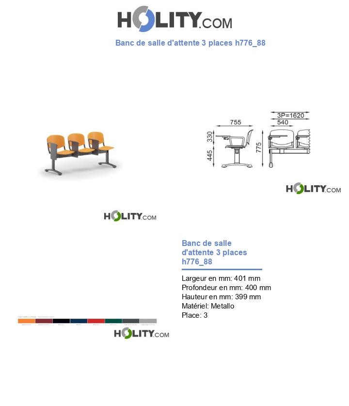 Banc de salle d'attente 3 places h776_88