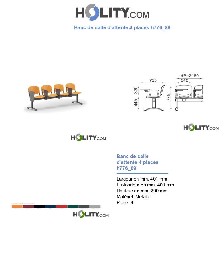 Banc de salle d'attente 4 places h776_89