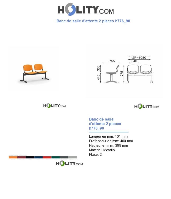 Banc de salle d'attente 2 places h776_90