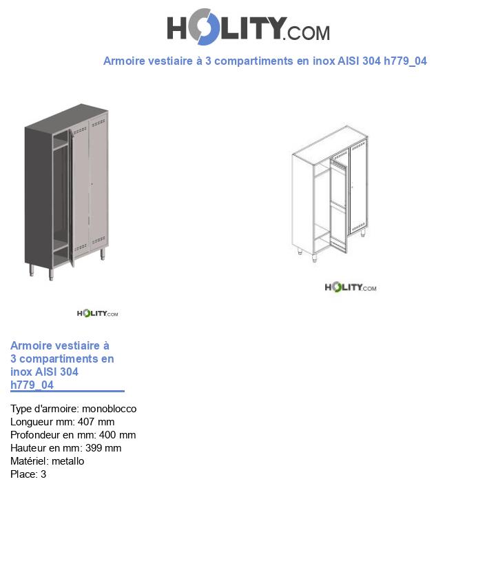 Armoire vestiaire à 3 compartiments en inox AISI 304 h779_04