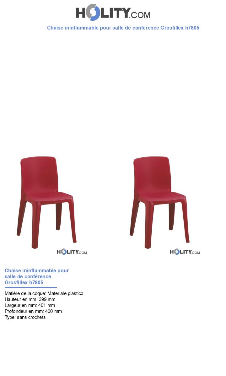 Chaise ininflammable pour salle de conférence Grosfillex h7805