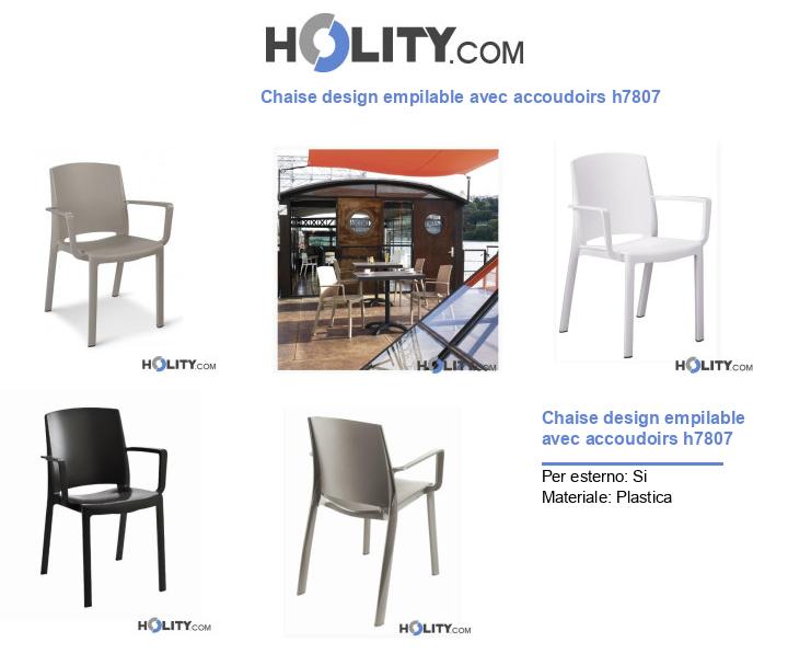 Chaise design empilable avec accoudoirs h7807