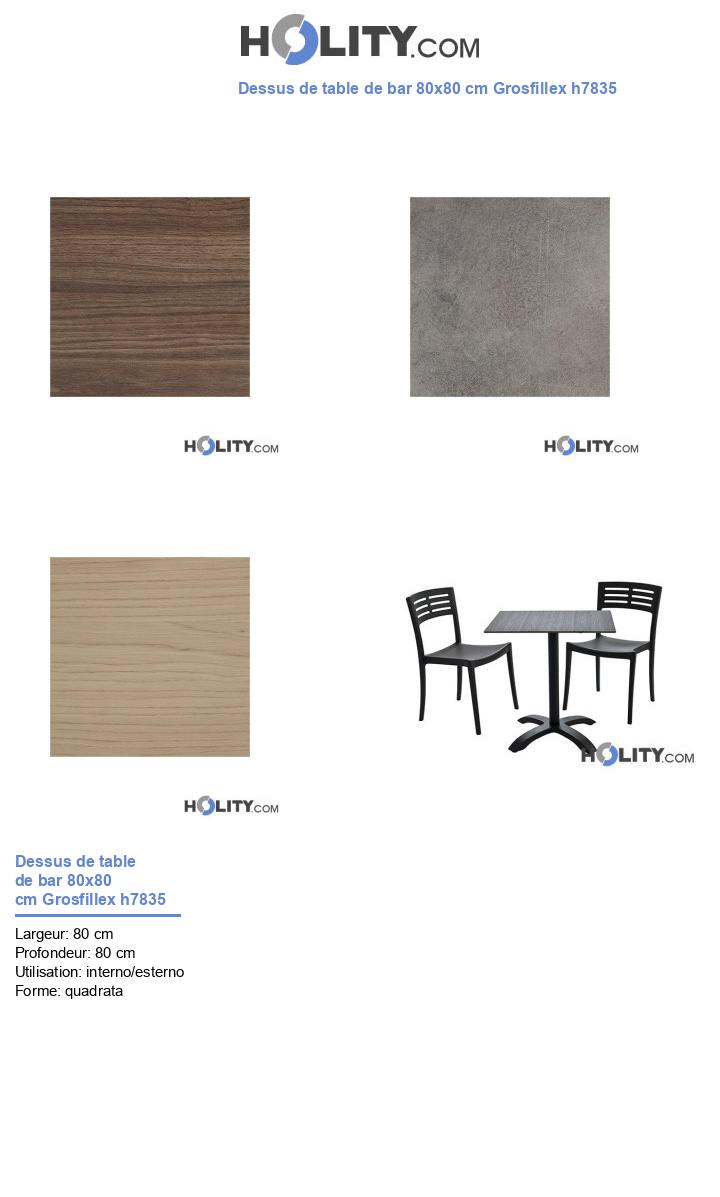 Dessus de table de bar 80x80 cm Grosfillex h7835