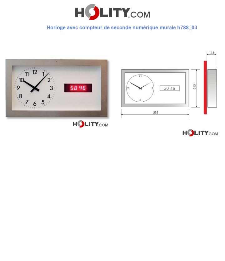 Horloge avec compteur de seconde numérique murale h788_03