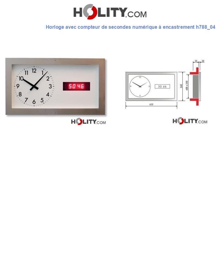 Horloge avec compteur de secondes numérique à encastrement h788_04