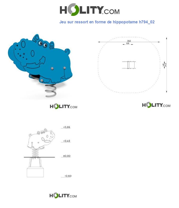 Jeu sur ressort en forme de hippopotame h794_02
