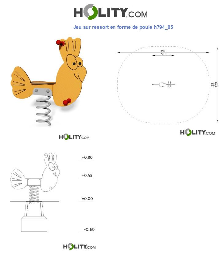 Jeu sur ressort en forme de poule h794_05