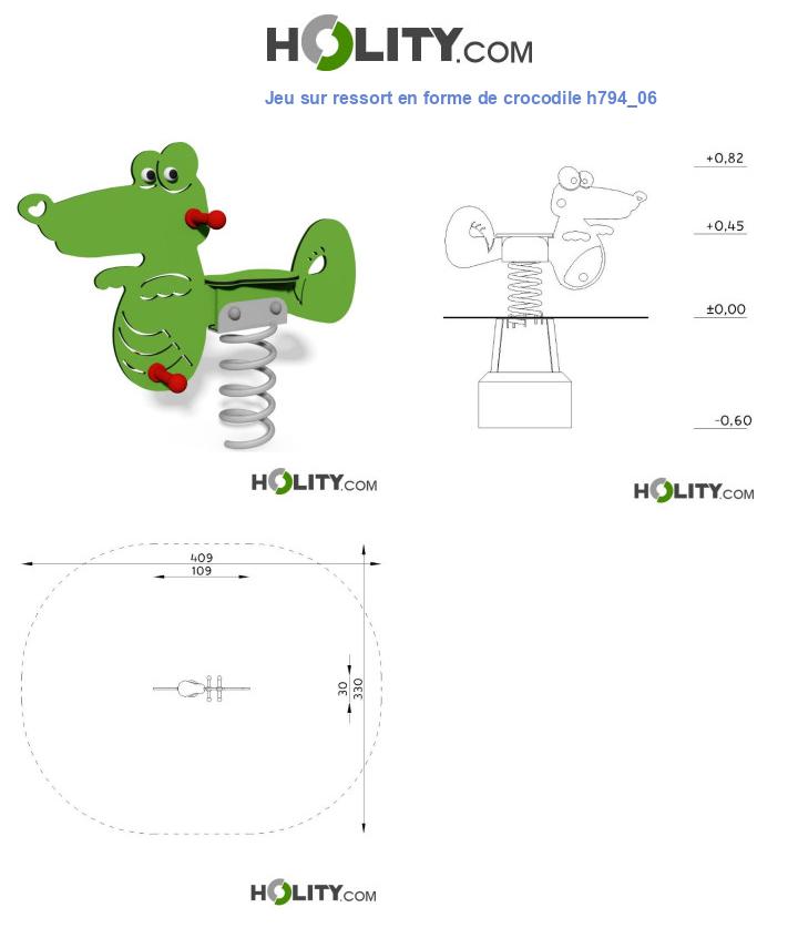 Jeu sur ressort en forme de crocodile h794_06