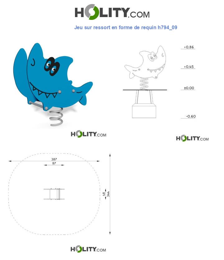 Jeu sur ressort en forme de requin h794_09