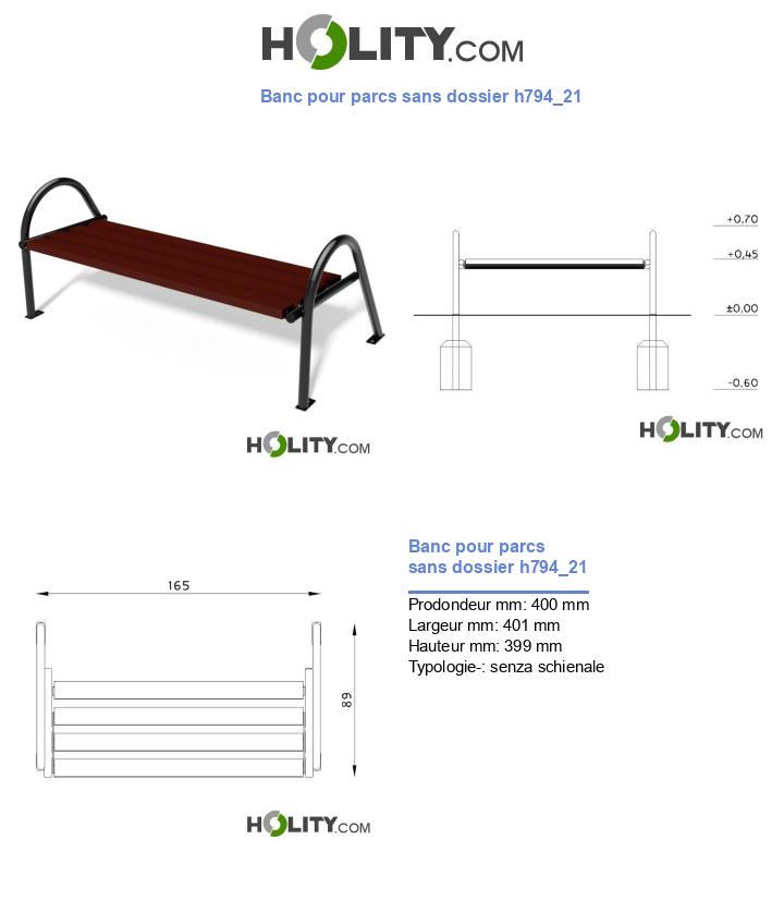 Banc pour parcs sans dossier h794_21