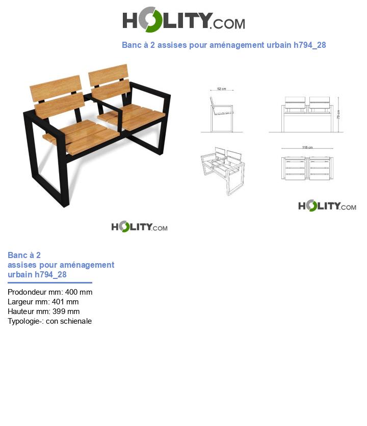 Banc à 2 assises pour aménagement urbain h794_28